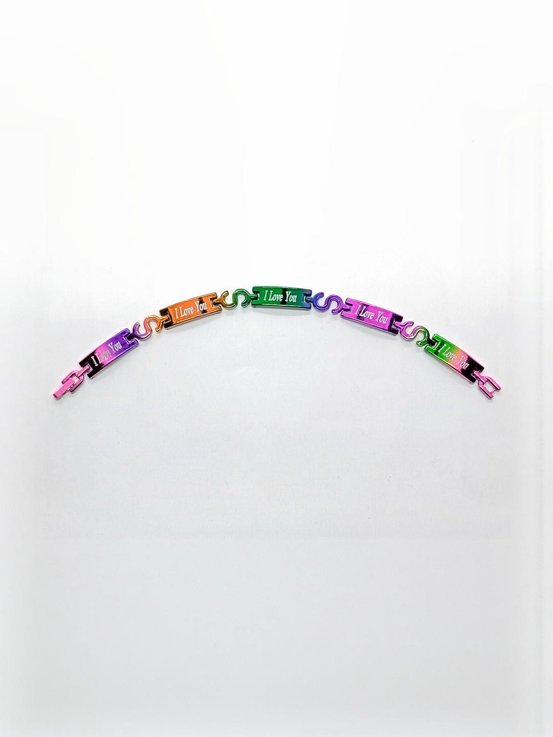 Dynamic Retail Global Multicolor Stainless Steel Linked Bracelet