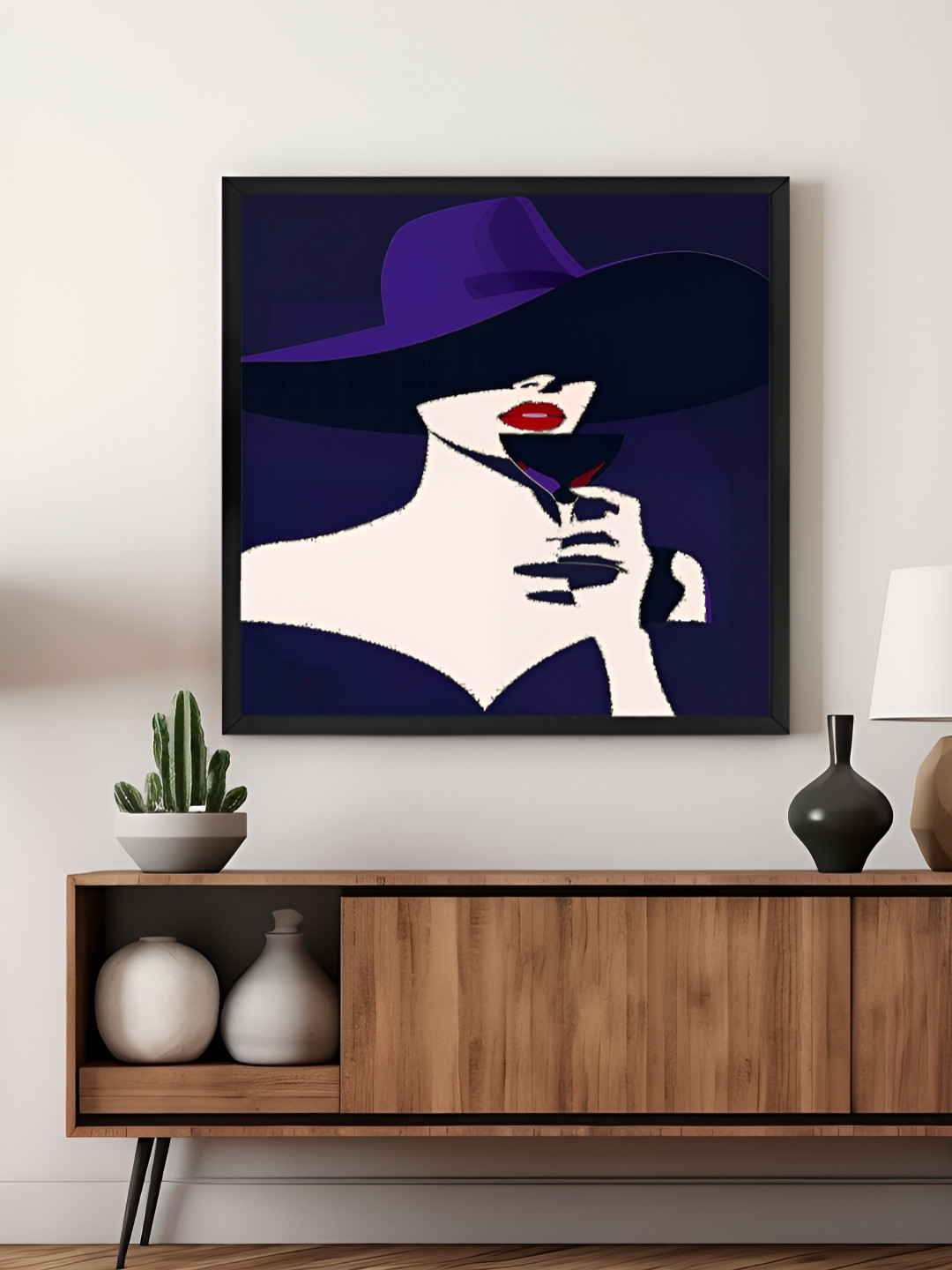 999Store Blue & White Women Printed Canvas Wall Art