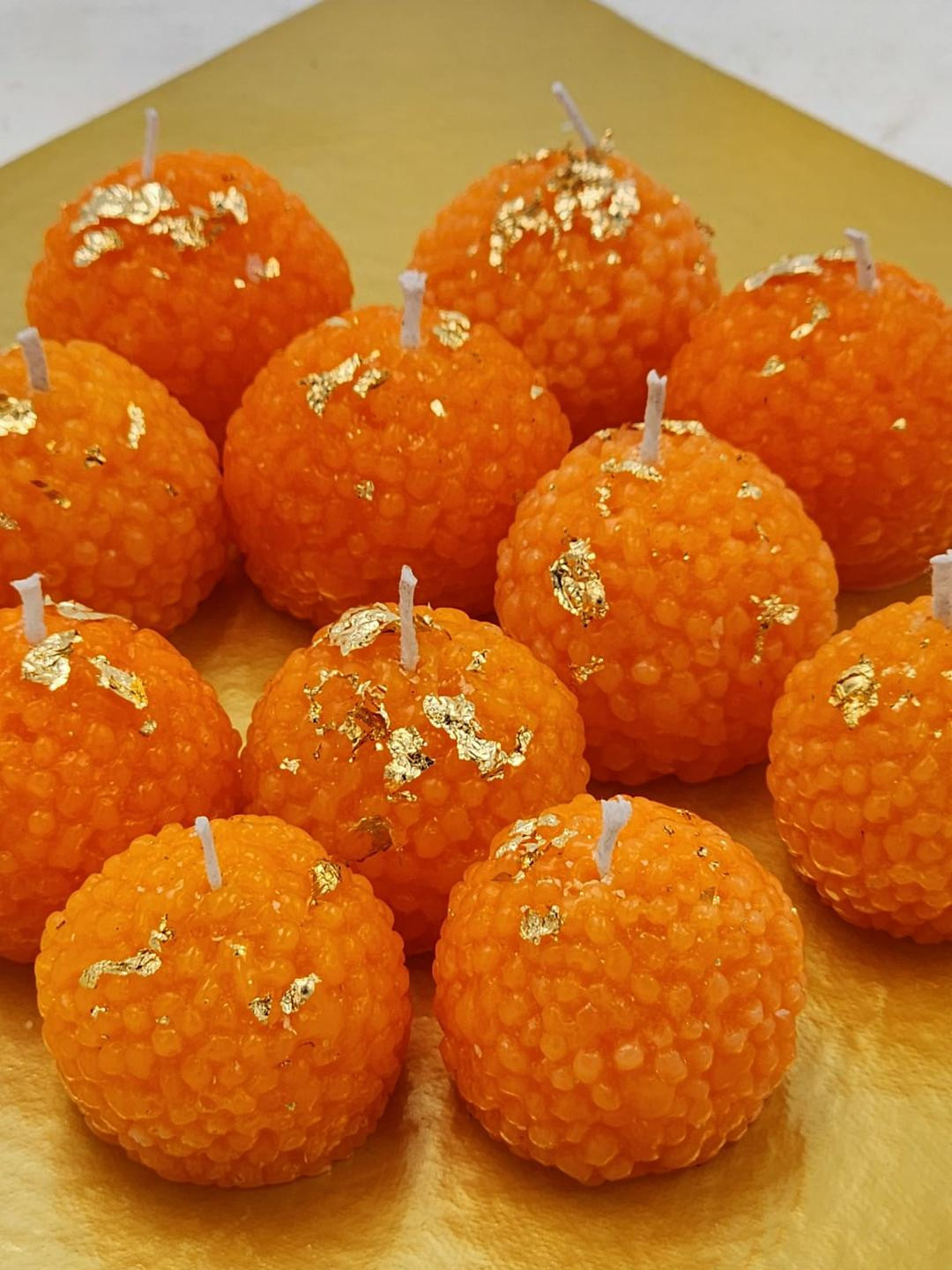 LIGHT JEWELS Mithai Candle 6Pcs Smokeless 1 Wick Solid Laddu Regular Pillar Candles