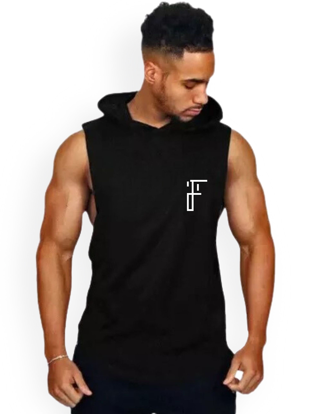 Fashnobic I Love Myself Printed Hooded Gym-Vest - FB-105_Back_pt-107