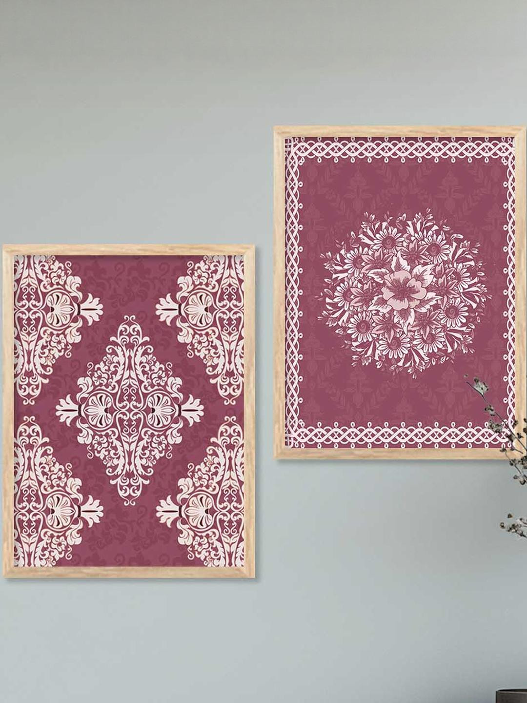 WALLLANE Brown & White Traditional Art Wall Painting Pack of 2