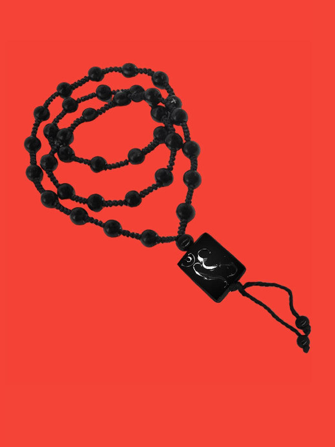 Dynamic Retail Global Men's Black Beaded Cross Chain