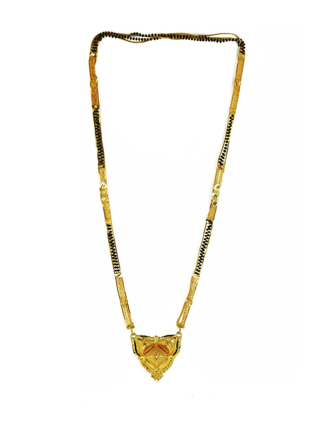 SHANKHRAJ MALL Women Pack of 2  Gold & Black Gold-Plated Mangalsutra with Artificial Beads