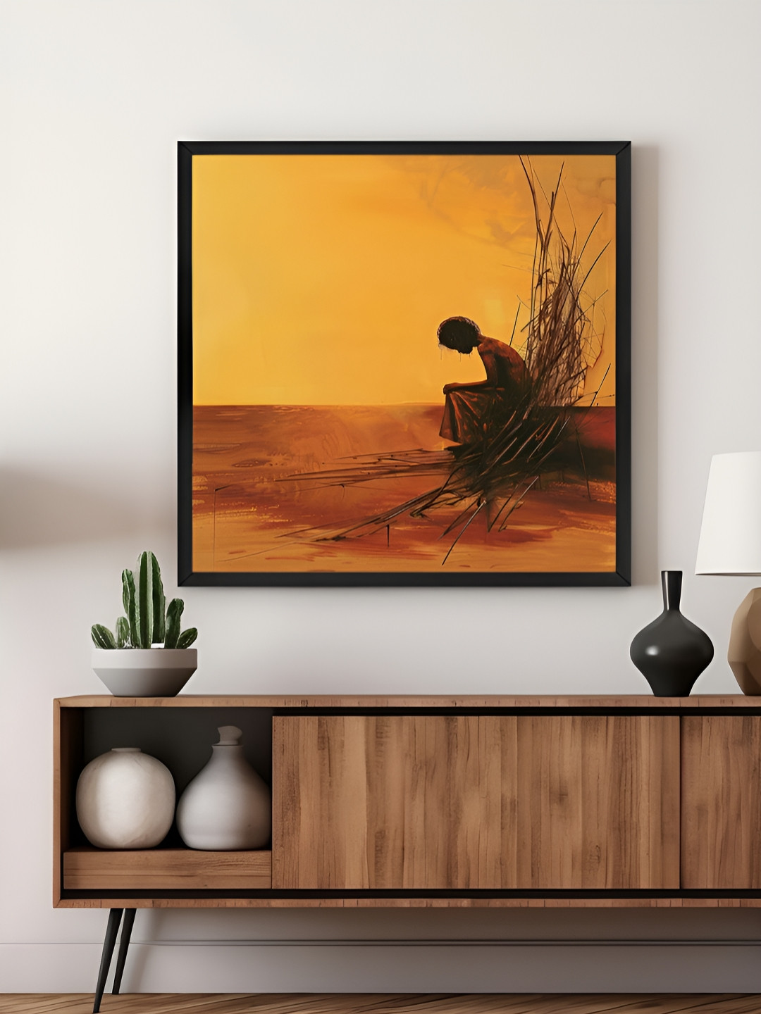 999Store Orange & Black Canvas African Woman Wall Art