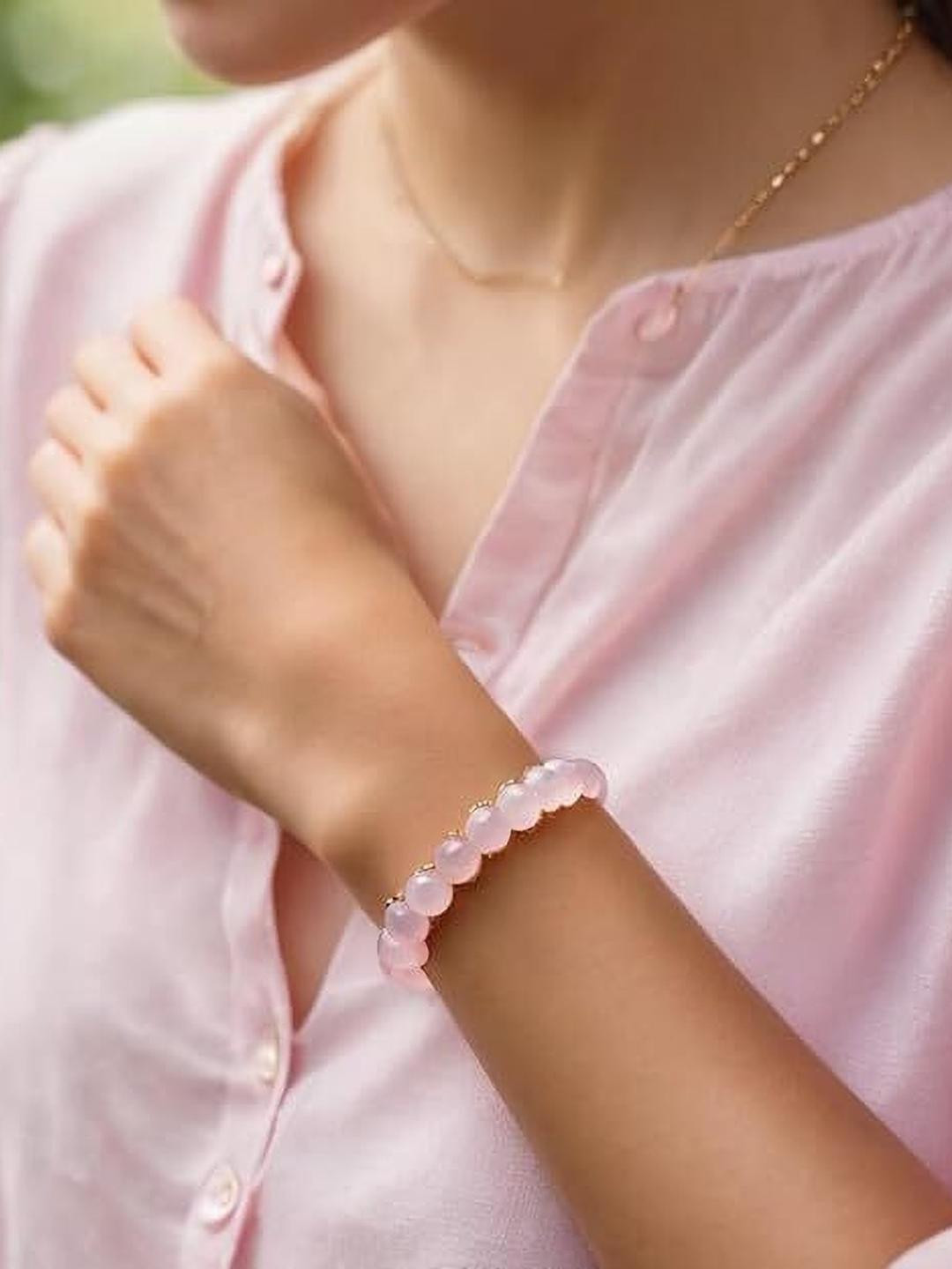 VIBESLE Adult's Rose Quartz Crystal Bracelet