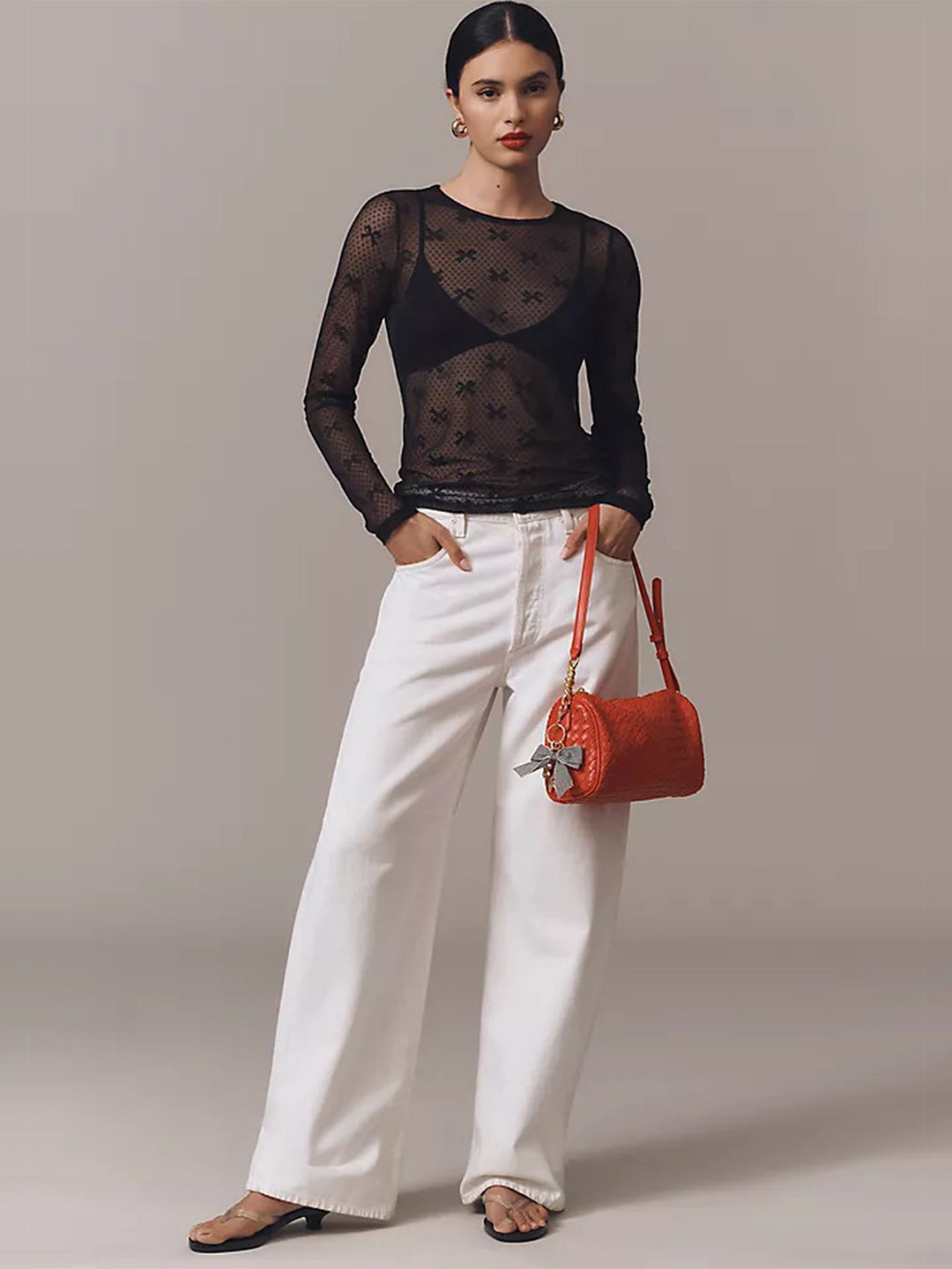 LULU & SKY Self Design Fitted Sheer Top