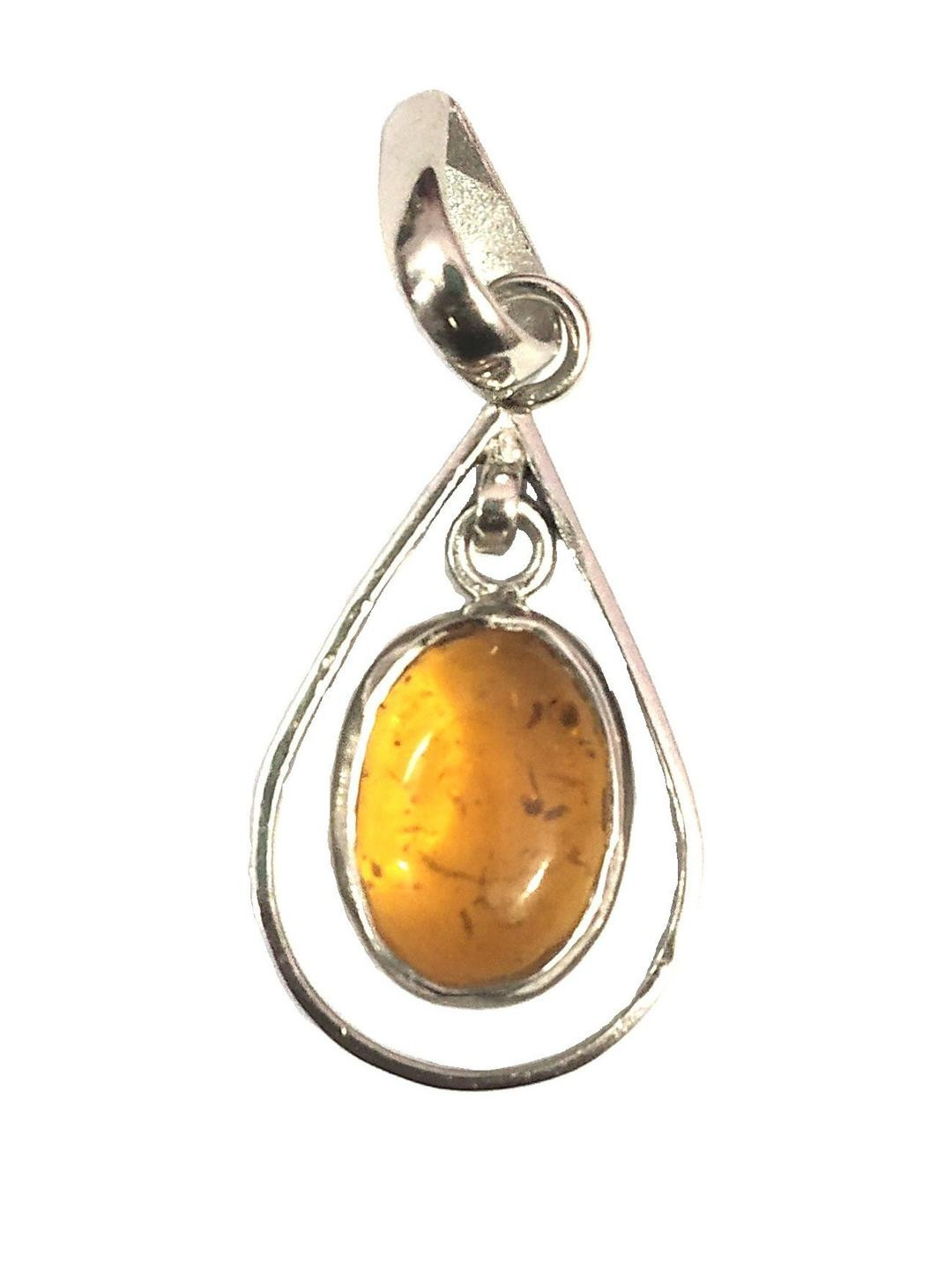 AURRA STORES Yellow Silver-Plated Amber Metal Pendants
