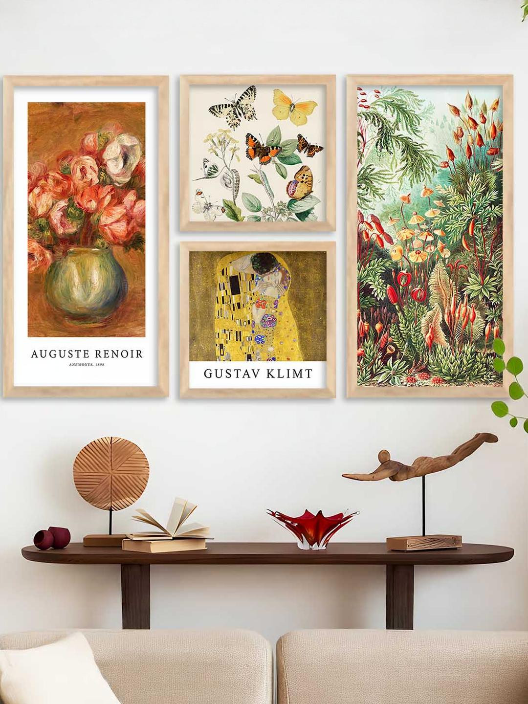 WALLLANE Set of 4 Floral Wall Art Poster With Frame