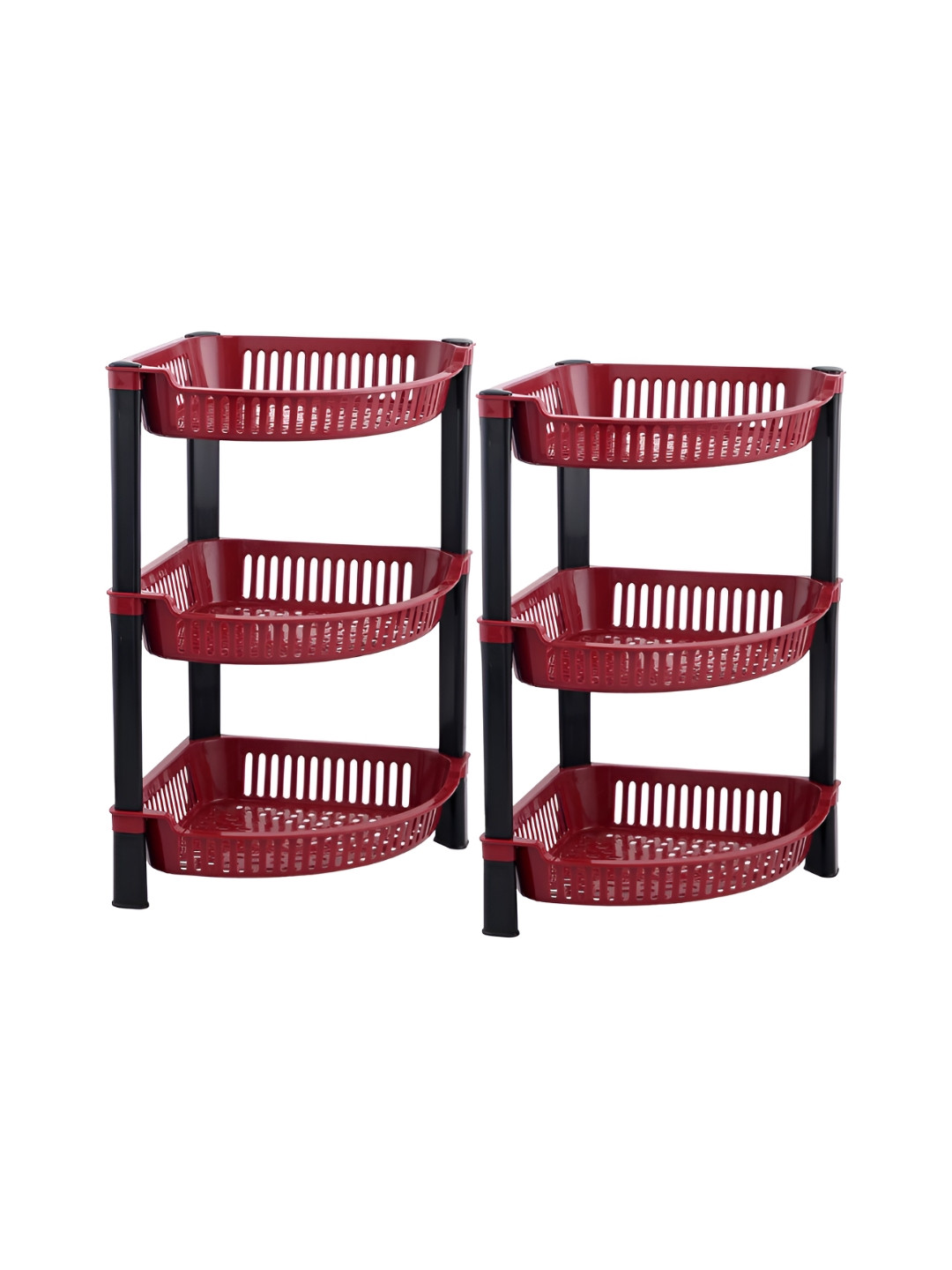 RUBOXA Brown & Black 2 Pieces Folding 3 Tier Multi-Utility Organisers