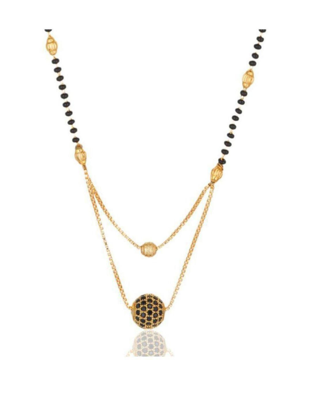 SHANKHRAJ MALL Pack of 2 Gold  & Black Gold-Plated Mangalsutra with Artificial Beads