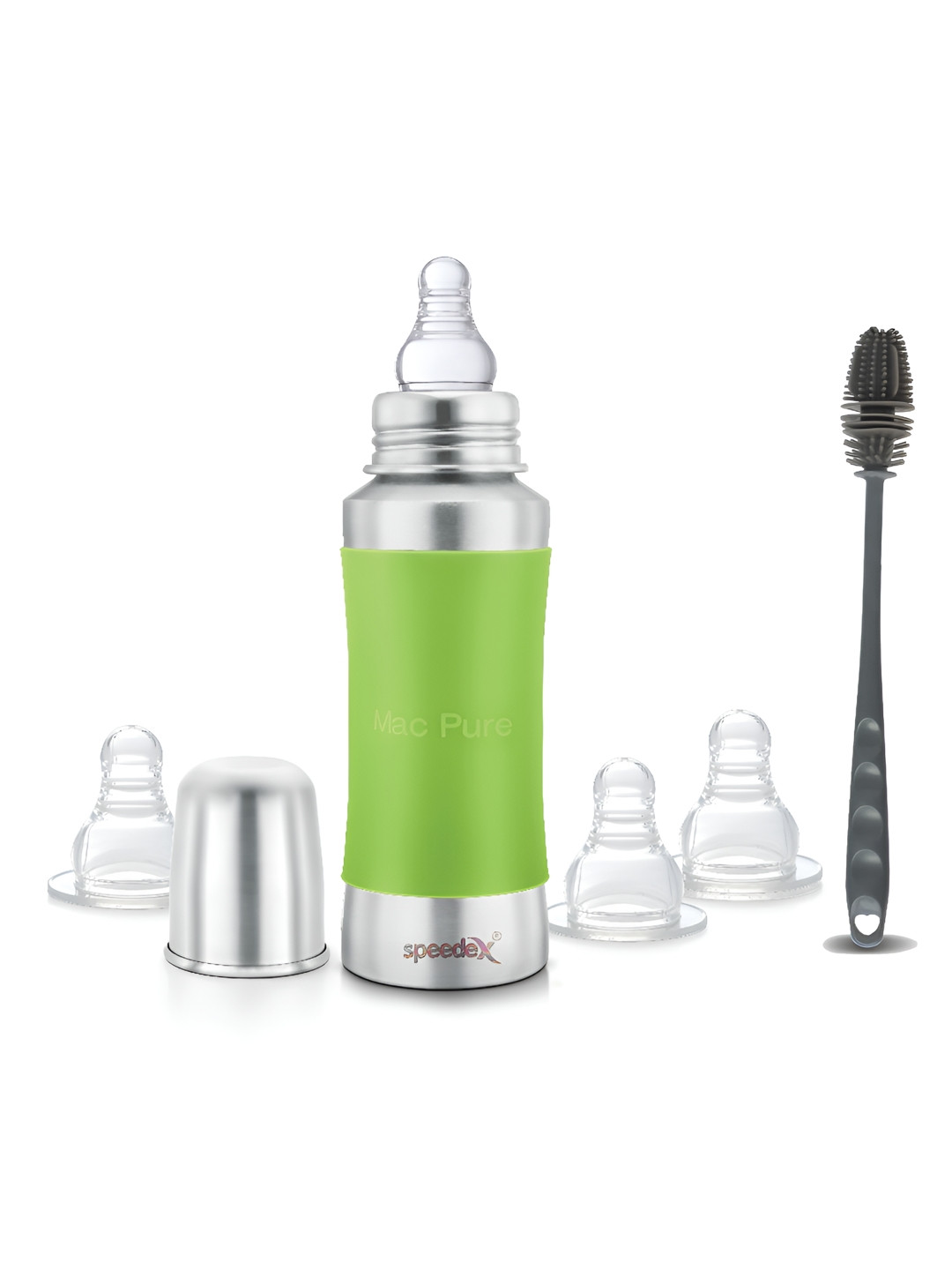 Speedex Green & Silver-Toned Stainless Steel Single Wall Vacuum Water Bottle-240 ML