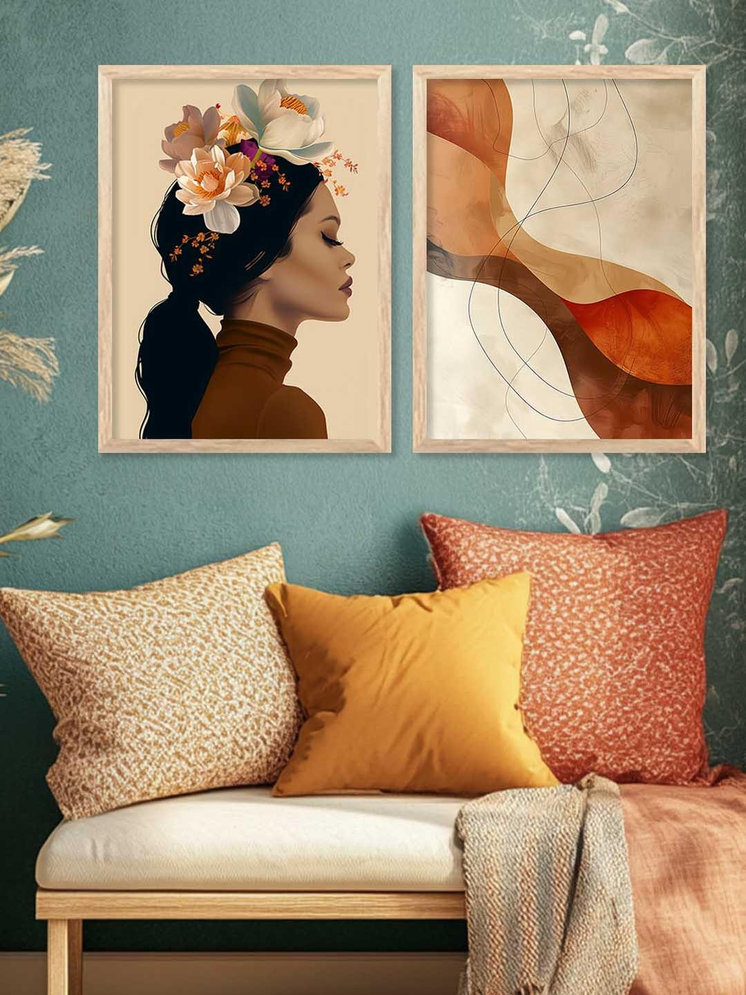 WALLLANE Modern Wall Art Poster With Frame (Set of 2 Frames)
