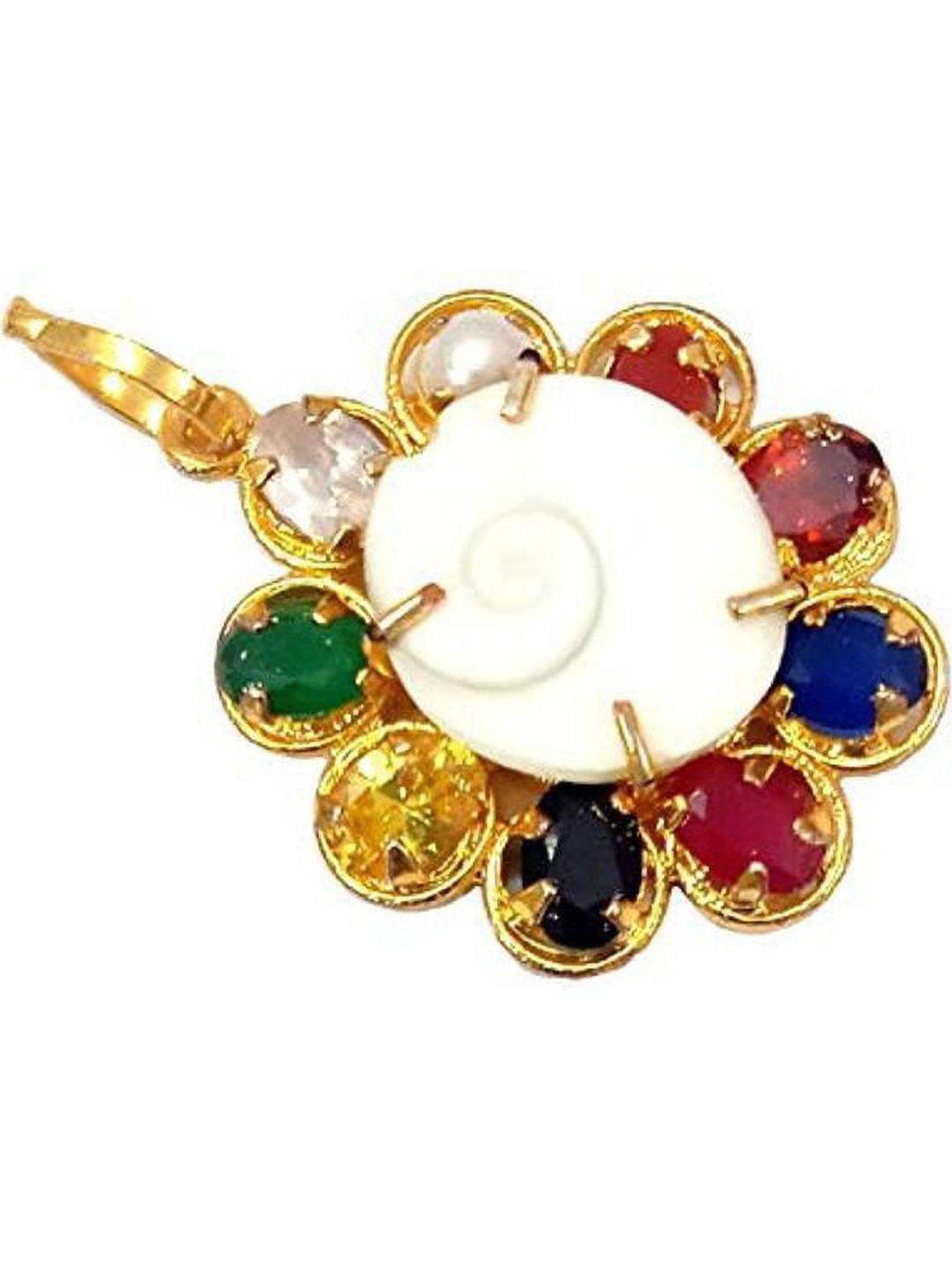 AURRA STORES Gomati Chakra Navratna Brass Pendant