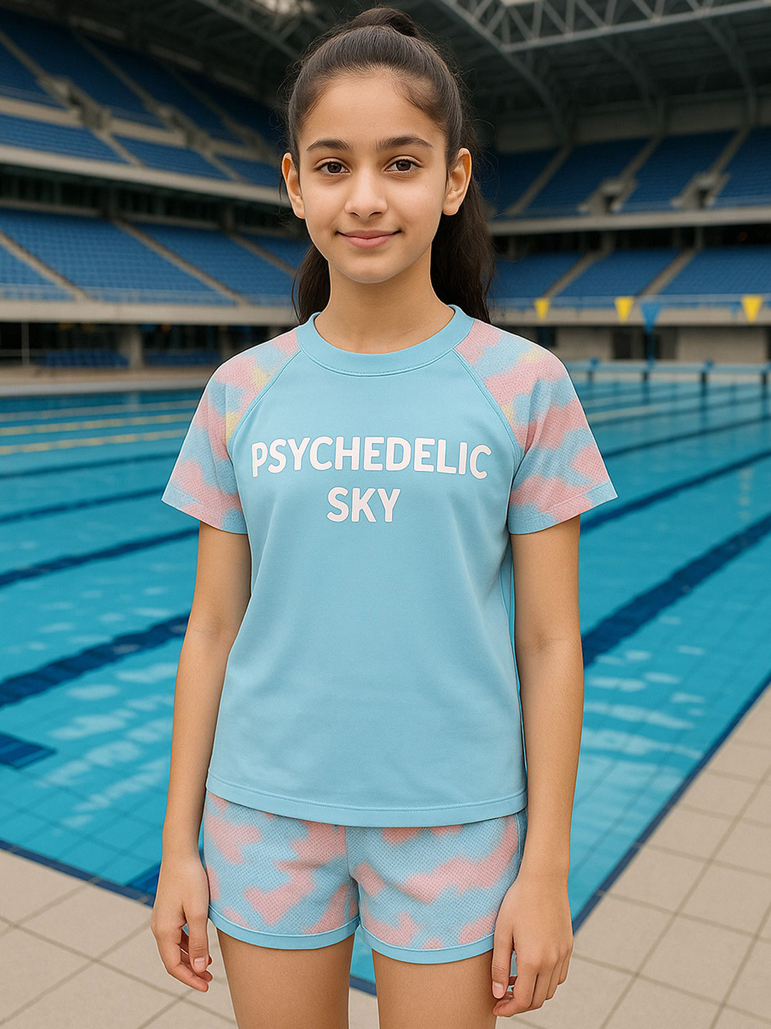 bubble berry Girls Printed Psychedelic Sky 2-Piece Swim Set