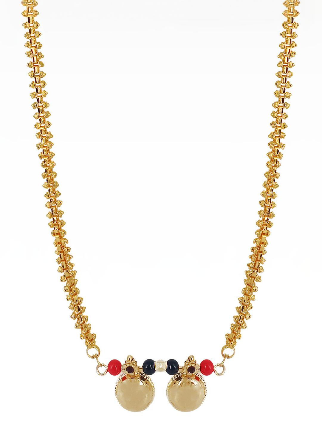 SHANKHRAJ MAL Set of 2 Gold-Plated Artificial Beads Mangalsutra