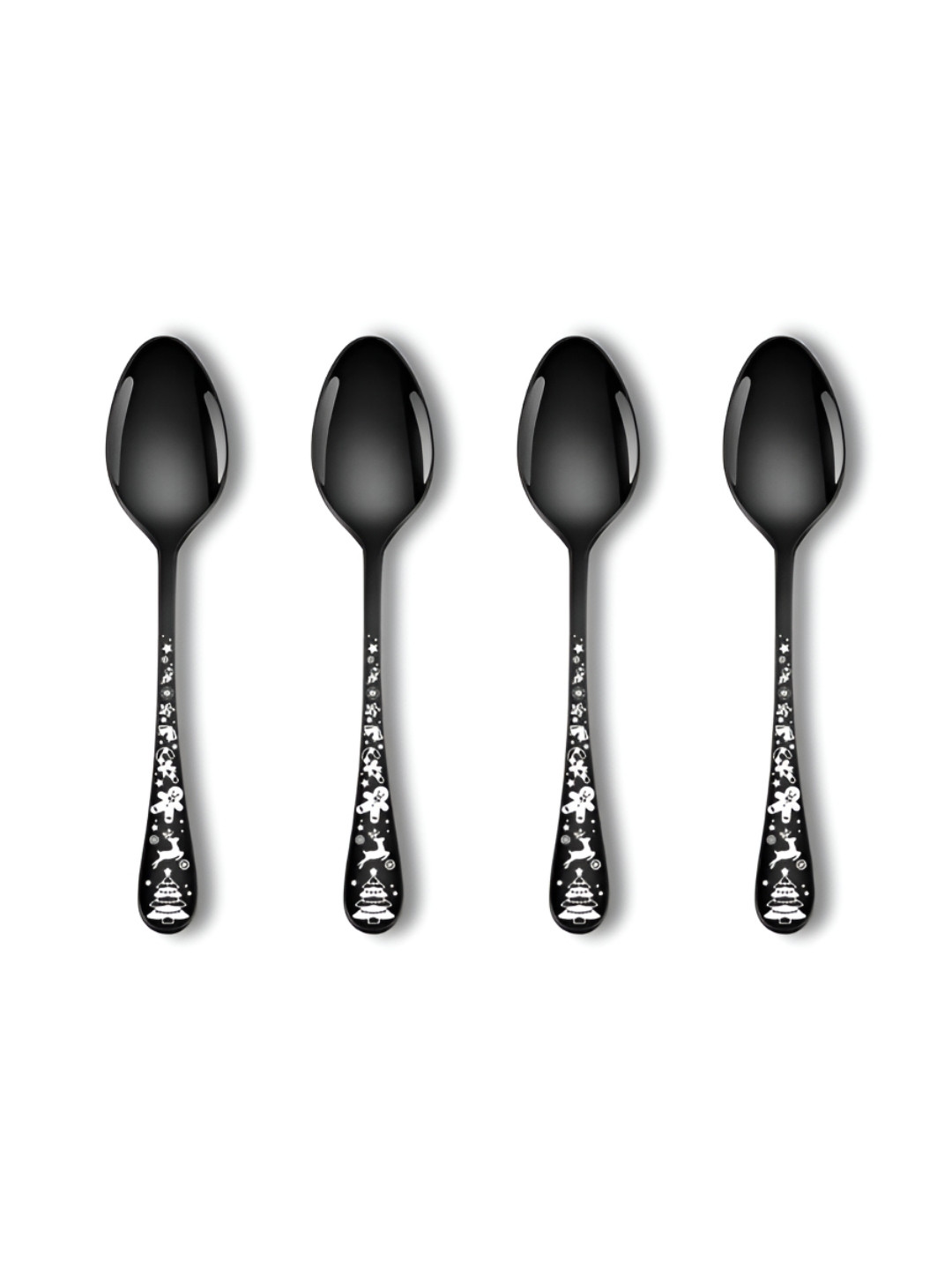 Myntra Elegant Homes Black 4 Pieces Stainless Steel Dessert Spoons