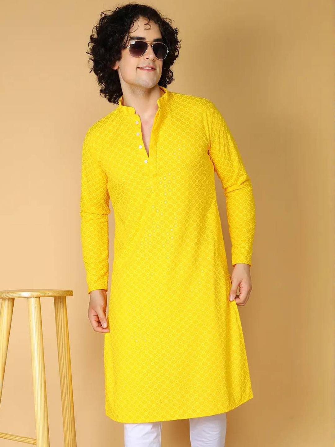 DM FASHION CLUB Men Yellow Kurtas
