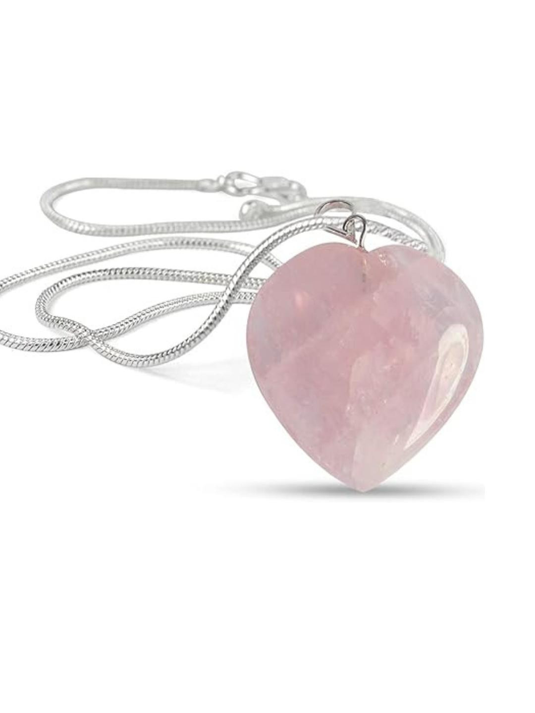 VIBESLE Pink Rose Heart Shaped  Stainless Steel Pendants