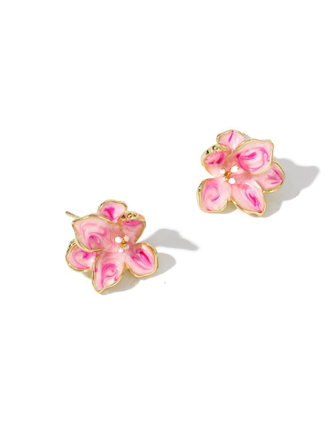 FIMBUL Gold-Plated Enamel Floral Studs