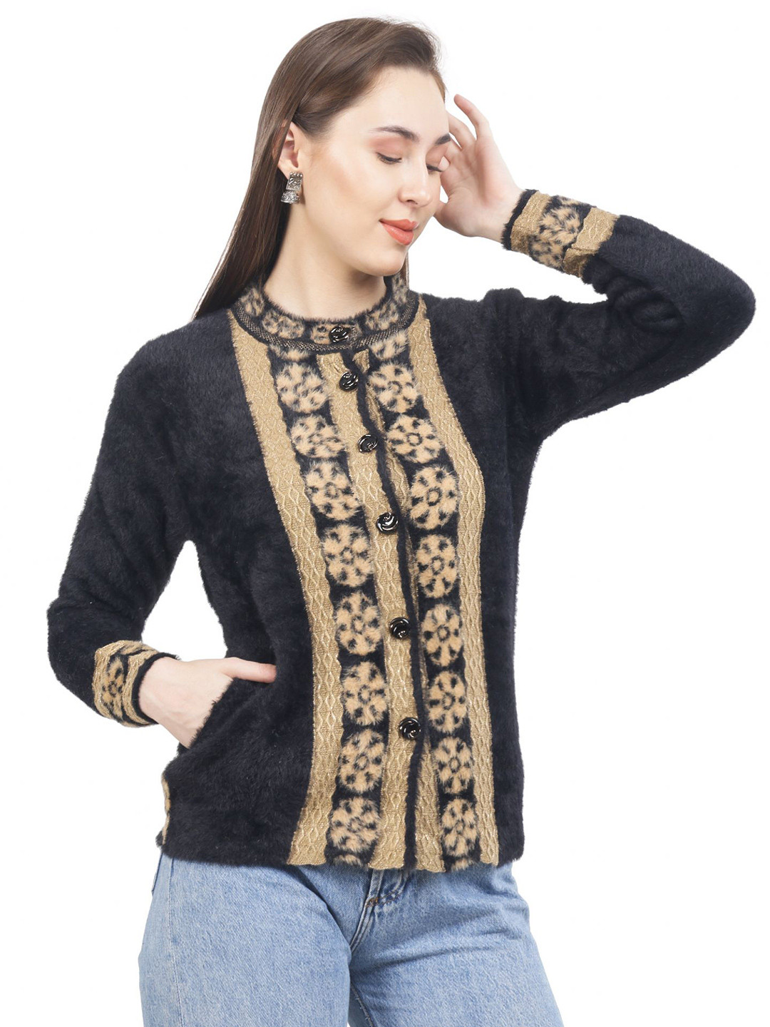 Chatanya Floral Round Neck Cardigan