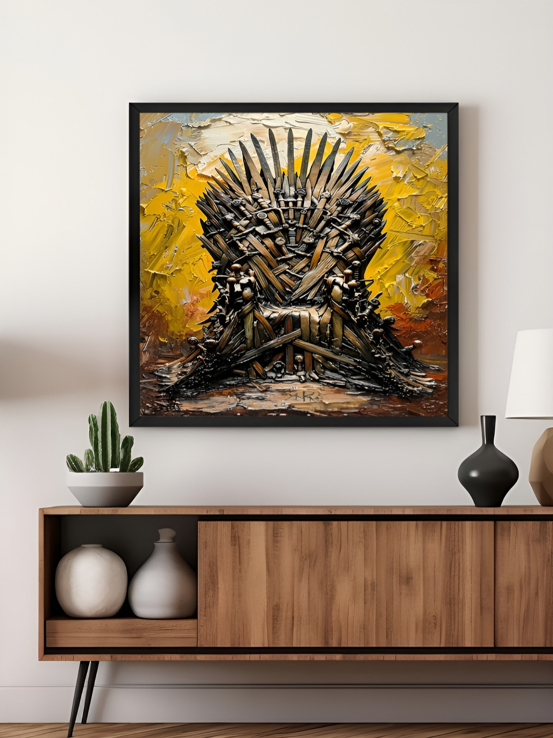 999Store Brown & Yellow Iron Throne Canvas Wall Art