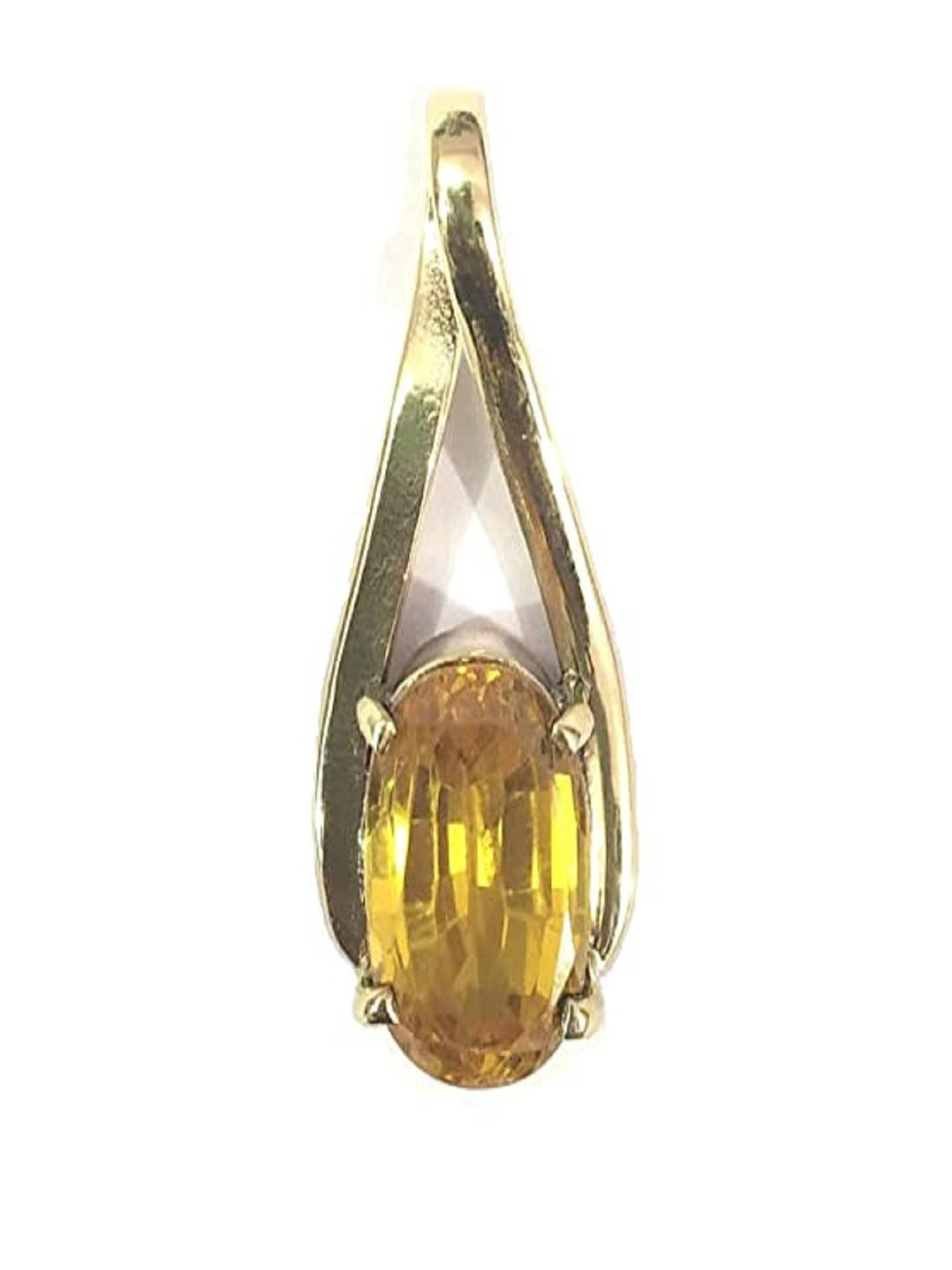 AURRA STORES Yellow Sapphire Gold-Plated Oval Pendants
