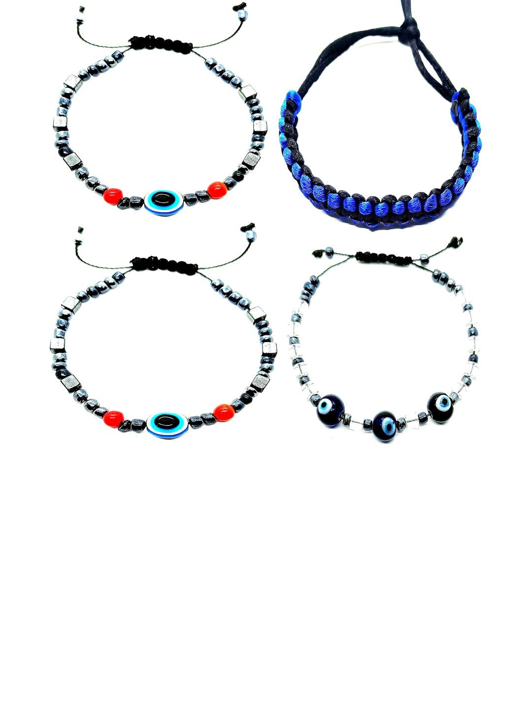 Dynamic Retail Global Unisex Evil-Eye Charm Bracelets (Pack of 4)