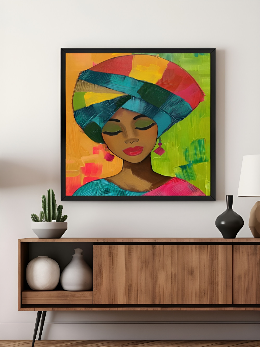 999Store Green & Blue Women Printed Canvas Wall Art