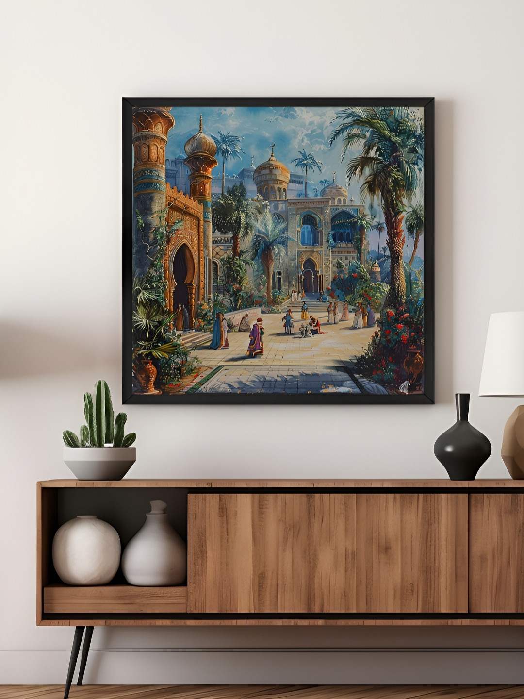 999Store Blue & Green Palace Courtyard Canvas Wall Art