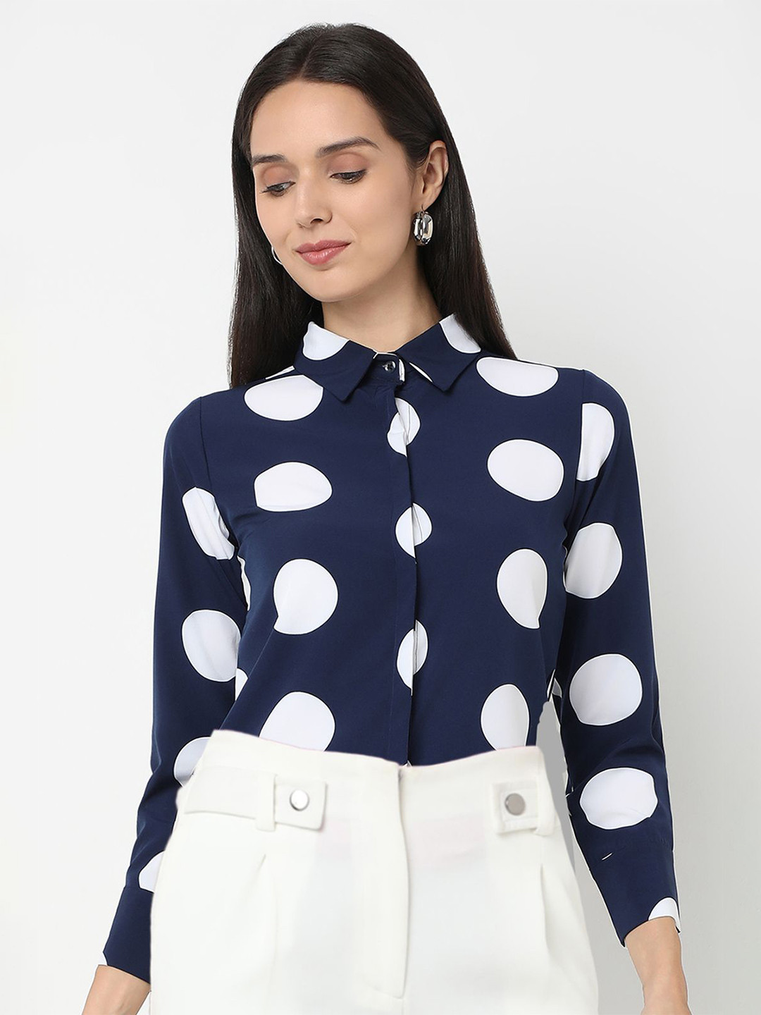 NOT SO PINK Relaxed Polka Dot Printed Button-Down Collar Regular Fit Shirt