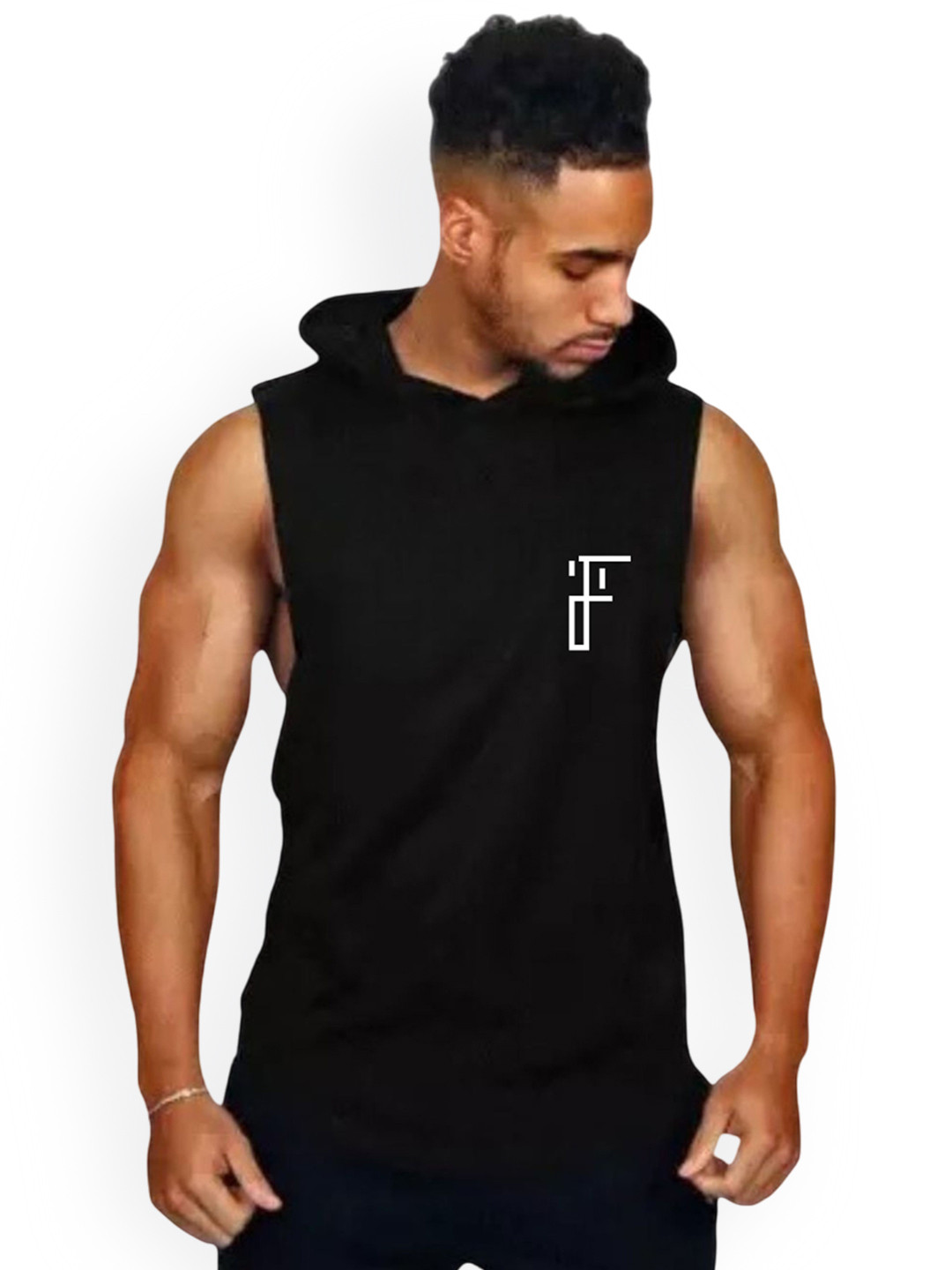 Fashnobic the king Printed Hooded Neck Gym Vest FB-105_Back_pt-39