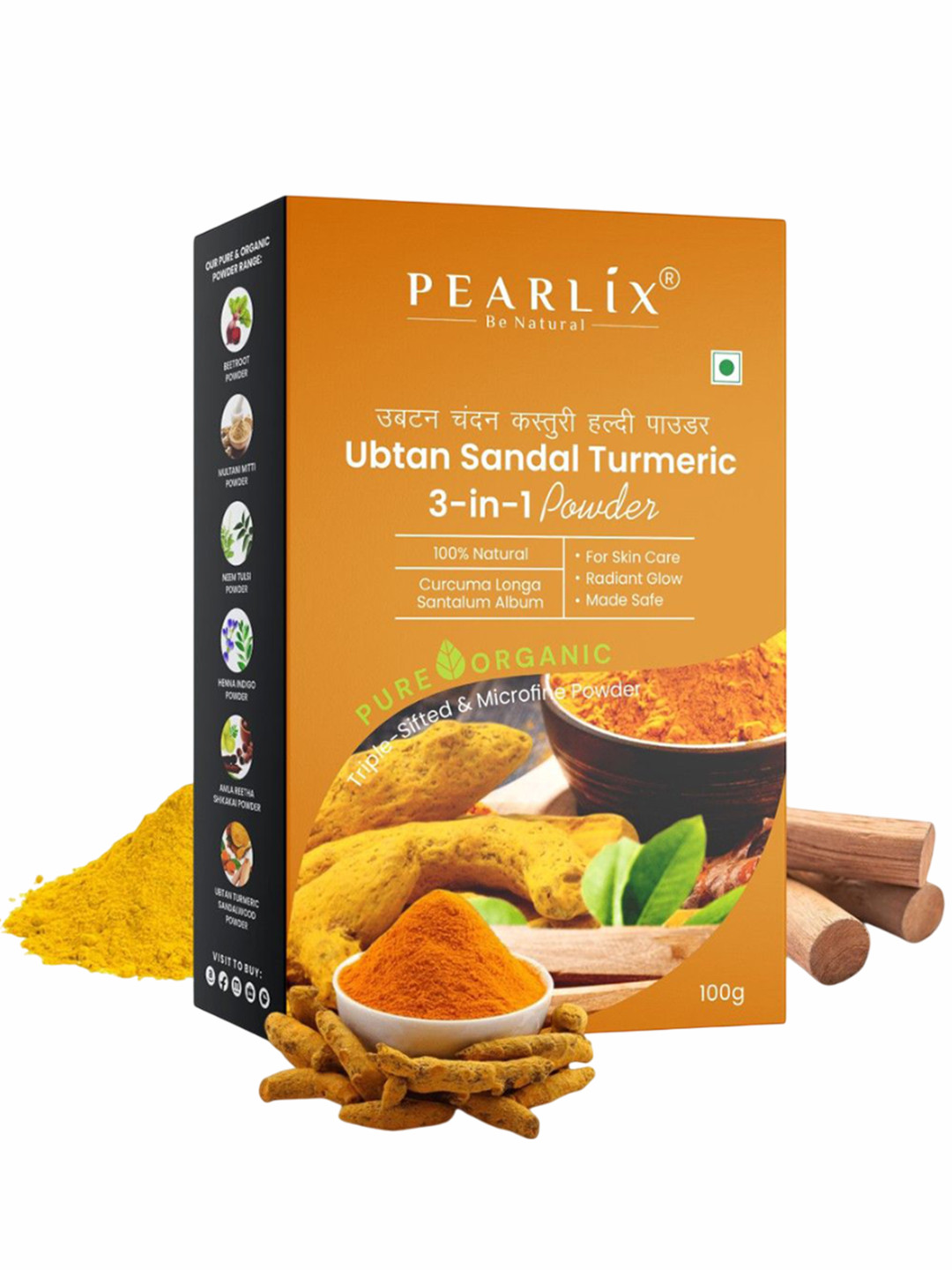 Pearlix Be Natural Organic Ubtan, Sandal & Turmeric Powder - 100 g