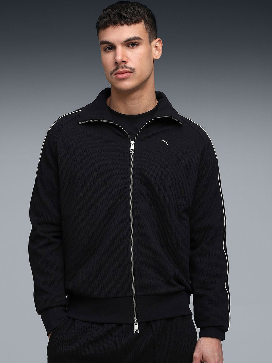 Puma Men T7 Relaxed Fit Iconic Stripe Track Cotton Jacket