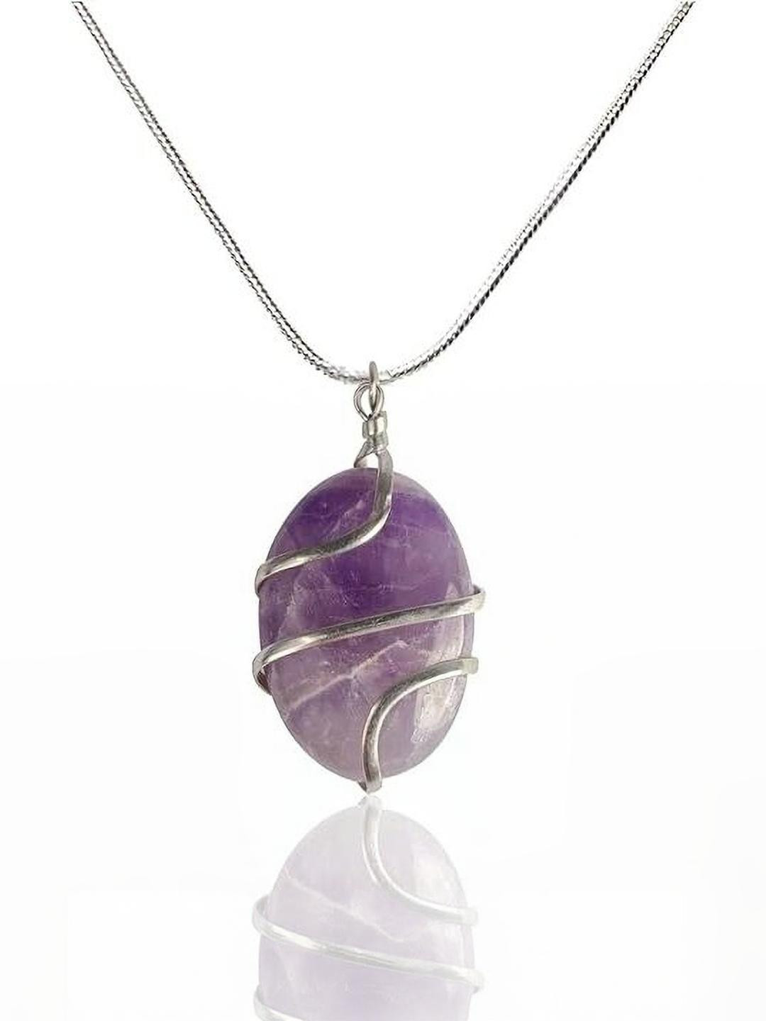 VIBESLE Oval Purple Pendants with Chains