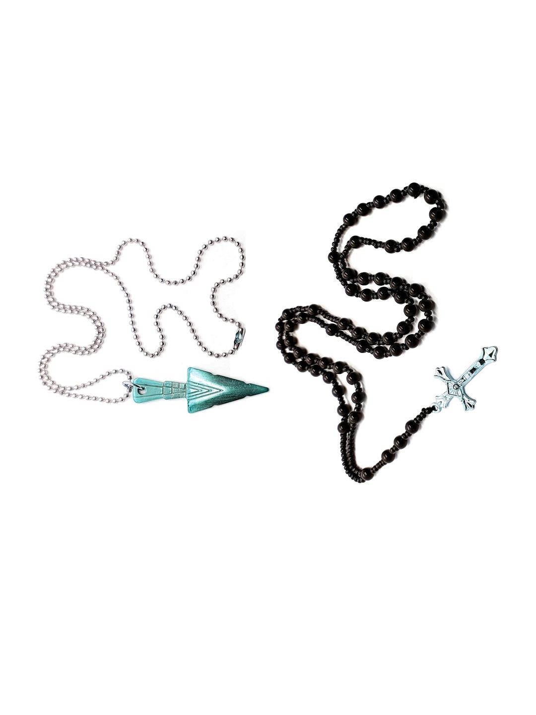 Dynamic Retail Global Stainless Steel Men Arrow Pendant And Rosary Chain