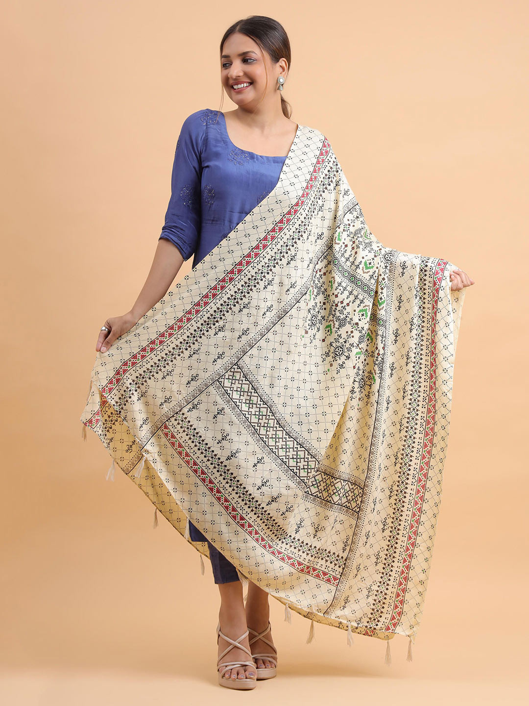Moda Chales Desert Mosaic Heritage Ethnic Motifs Printed Pure Cotton Dupatta