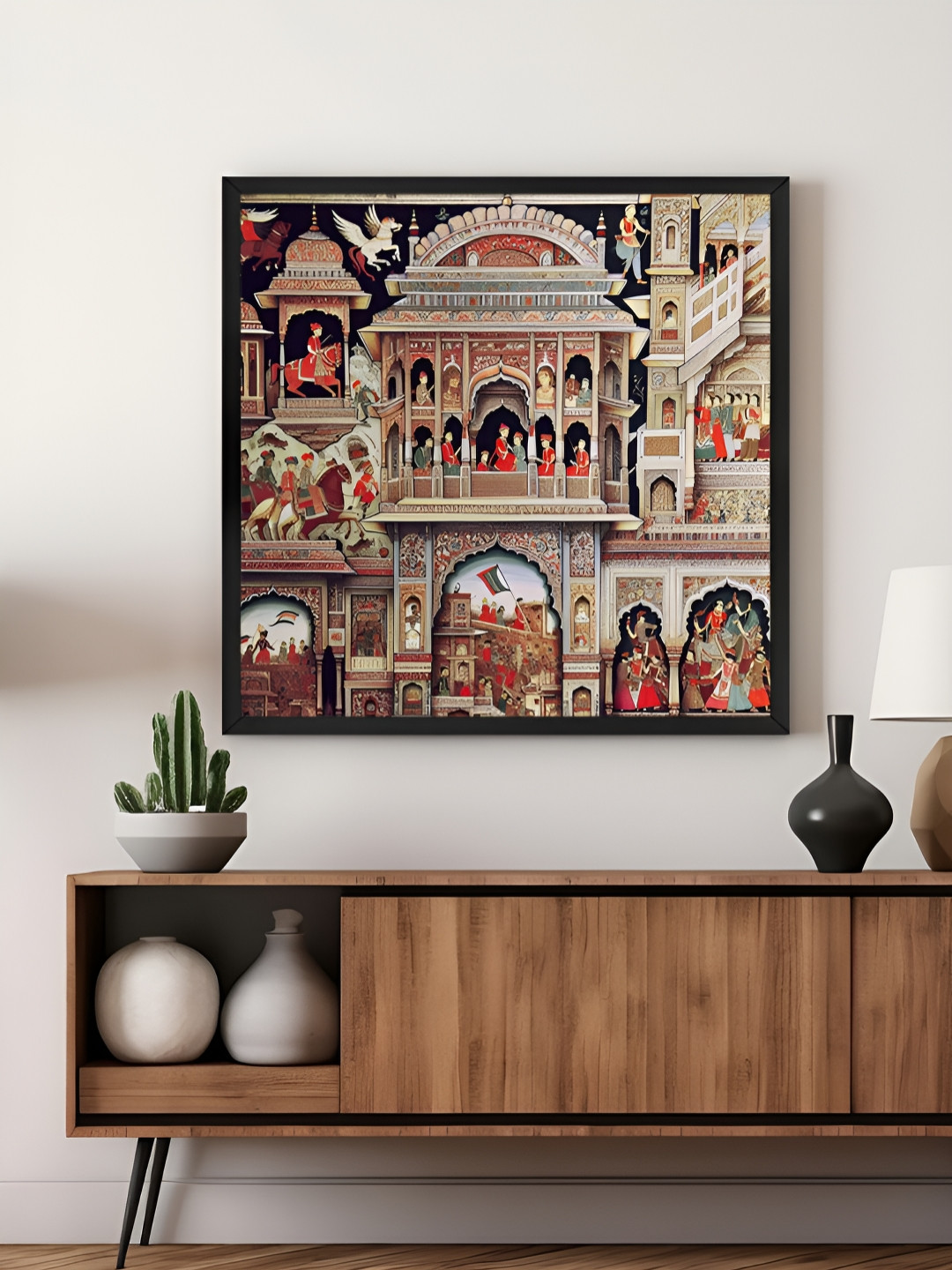 999Store Brown & Beige Traditional Indian Palace Art Canvas Painting Wall Art