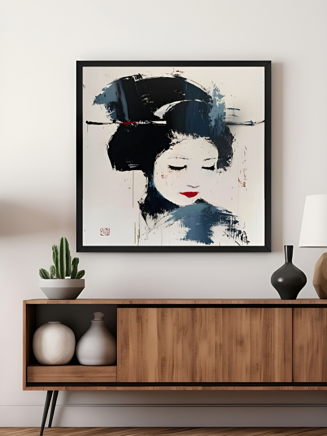 999Store Grey & White Canvas Geisha Portrait Wall Art