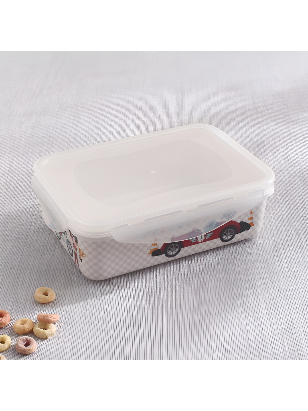 Home Centre Slate Kids White & Red Car Printed Melamine Lunch Box 800 ml