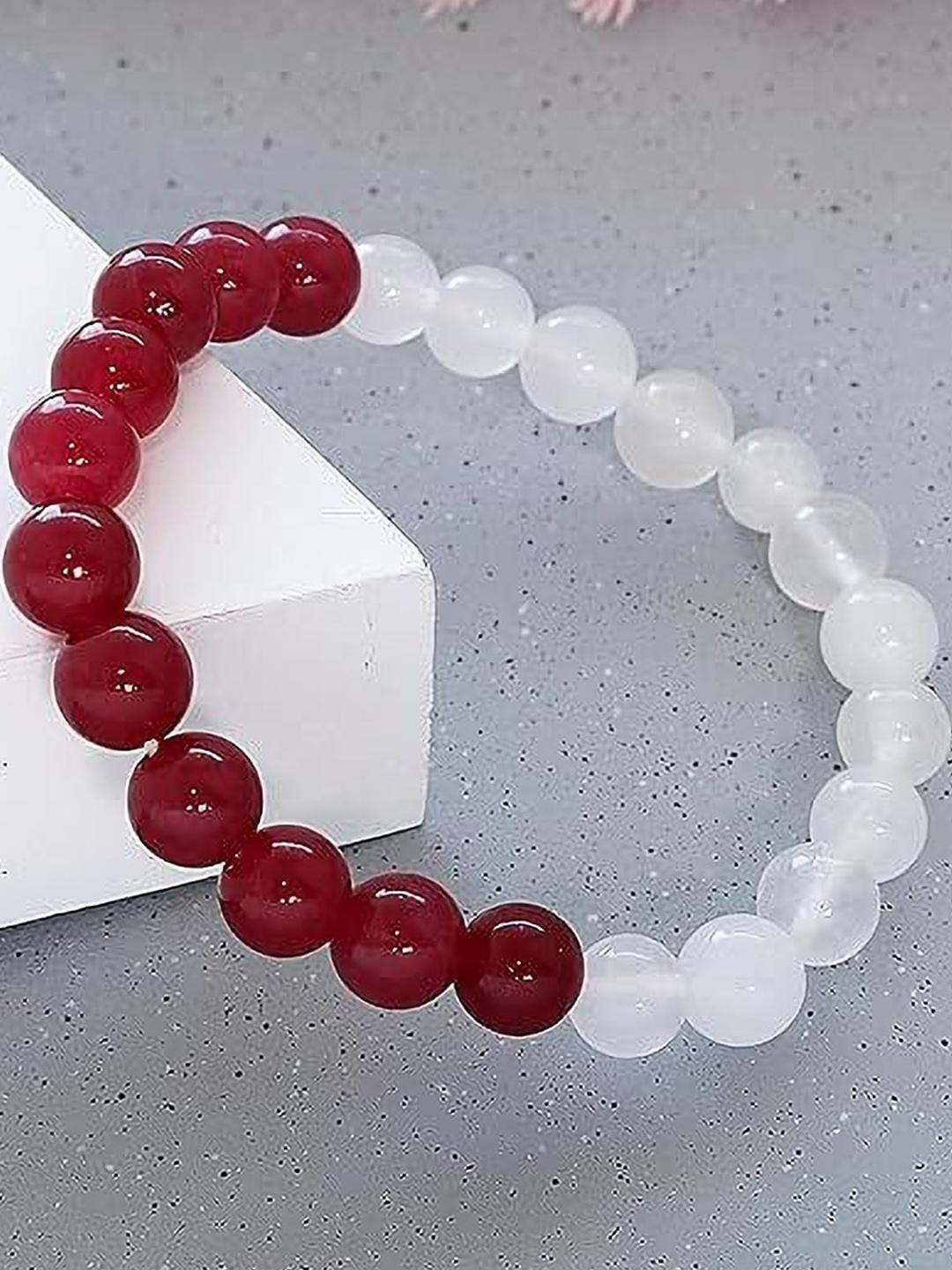 VIBESLE Unisex Red & white Carnelian Bracelet