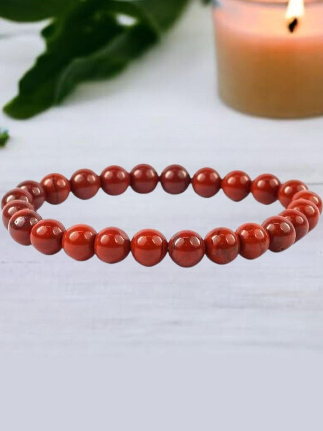 VIBESLE Unisex Red Artificial Bead Cuff Bracelet