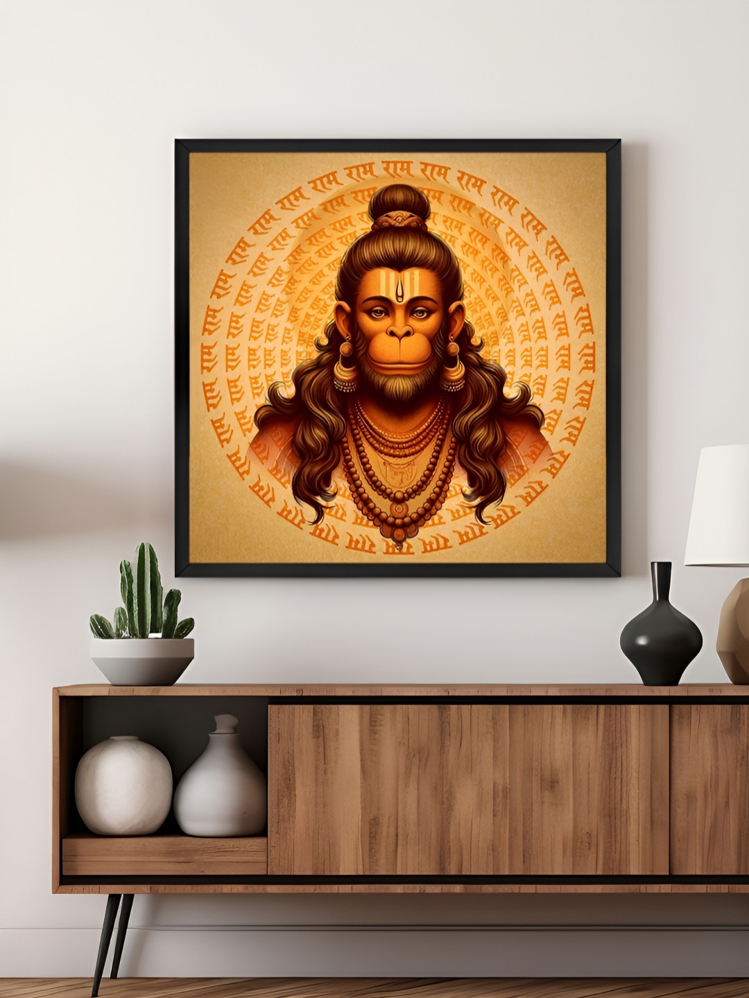999Store Brown & Orange Colored Hanuman Printed Canvas Wall Art