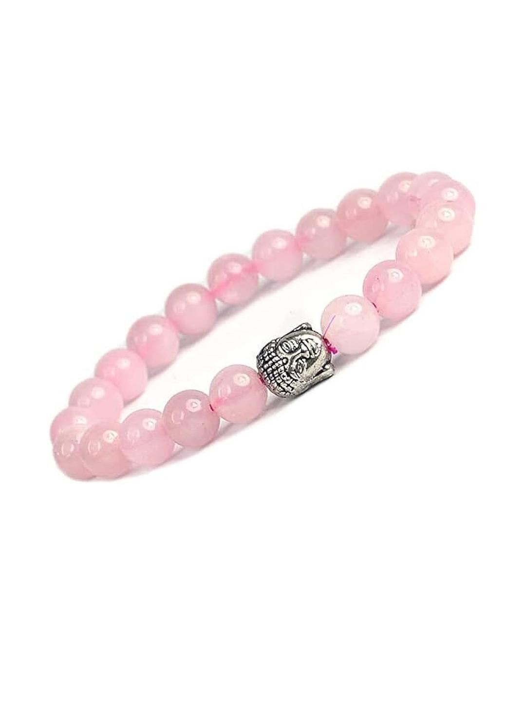VIBESLE Unisex Rose Quartz With Buddha Head Bracelet