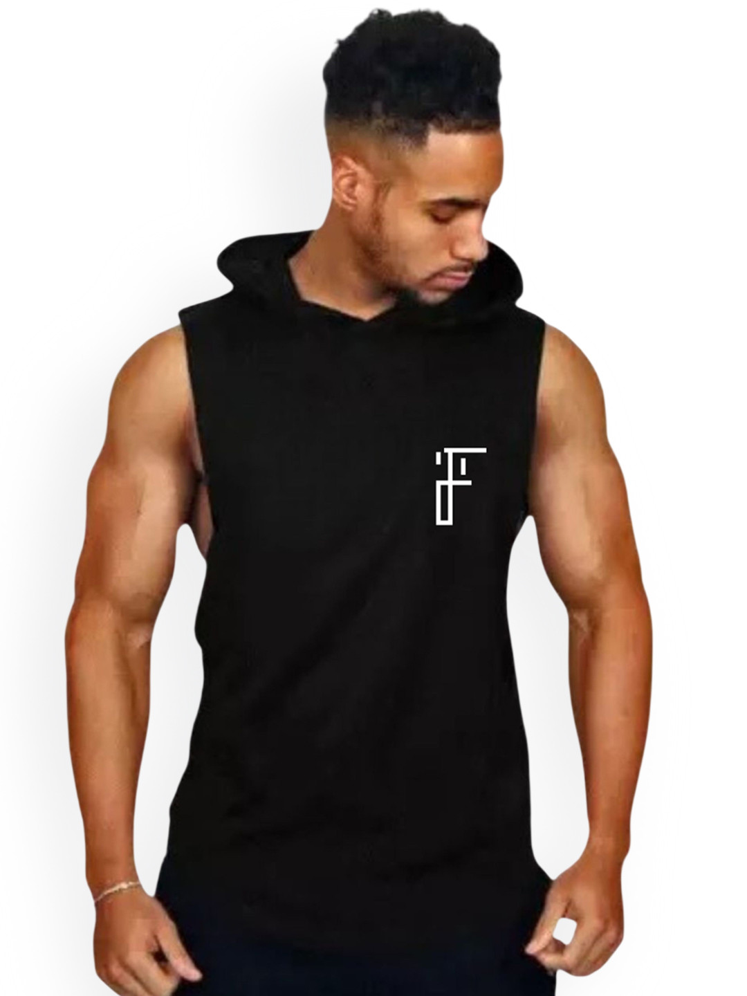 Fashnobic Never Give Up Printed Hooded GymVest FB-105_Back_pt-201