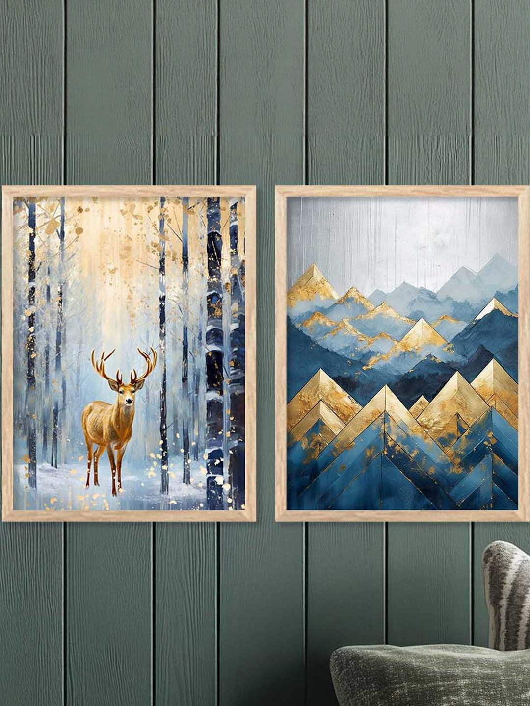 WALLLANE 2 Piece Multicoloured Nature Themed Abstract Wall Paintings