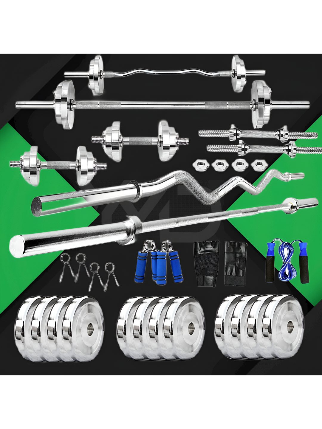 YMD Set Of 33 Rods & Plates Home Gym Combo