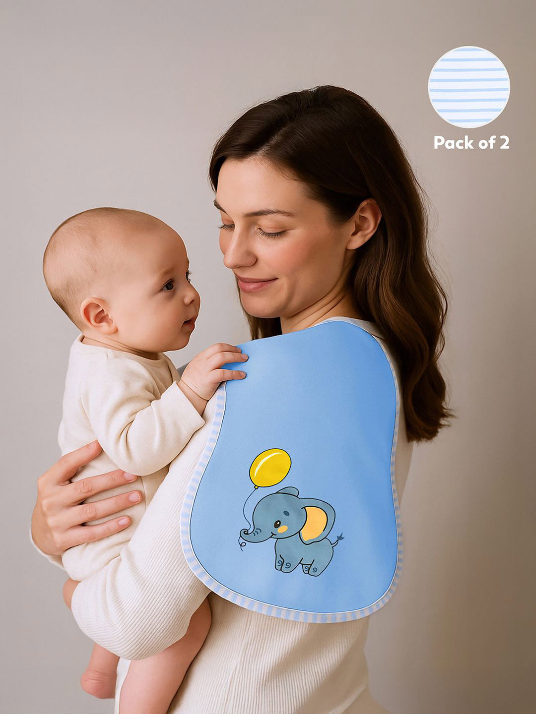 MiArcus 2-Pcs White & Blue Printed Baby Clothes