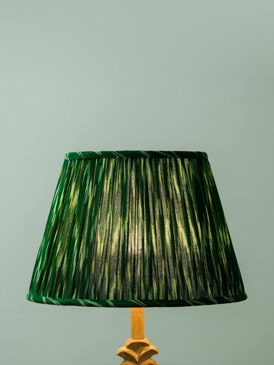 Inara Green & Brown Printed Bell Shaped Table Lampshade