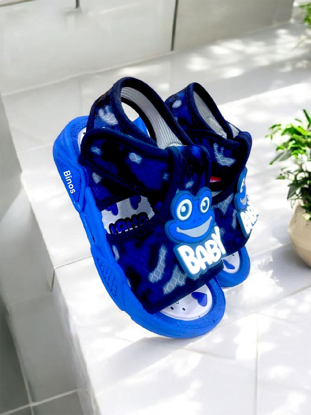 Binos Kids Casual Comfort Sandals with Applique Detail & Velcro Closure