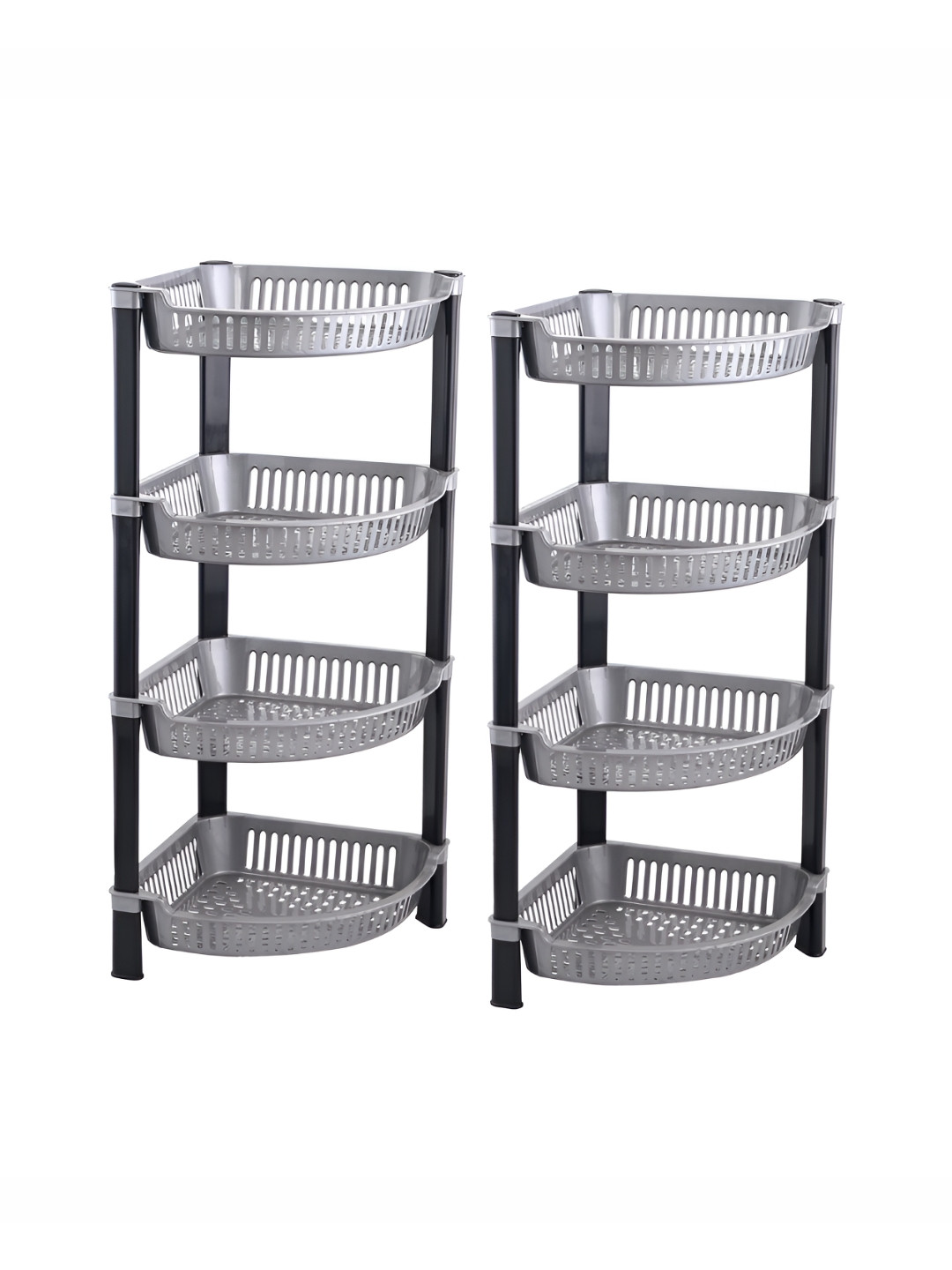 RUBOXA Silver-Toned 2 Pieces Folding 4 Tier Multi-Utility Organisers